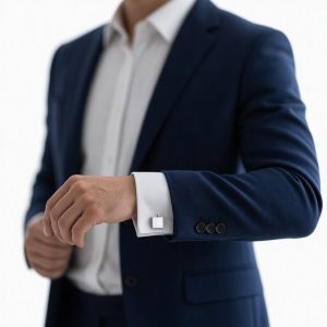 Boutons de manchette carrés argentés — Acier inoxydable poli