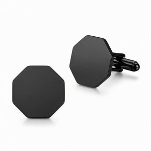 Boutons de manchette octogonaux noirs — Acier inoxydable