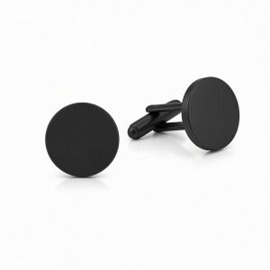 Boutons de manchette ronds noirs — Acier inoxydable