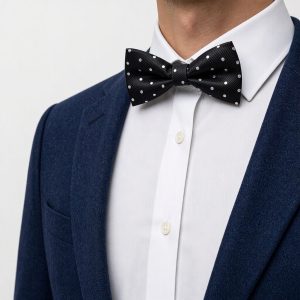 Nœud papillon microfibre façon daim à pois — Noir