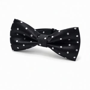 Nœud papillon microfibre façon daim à pois — Noir