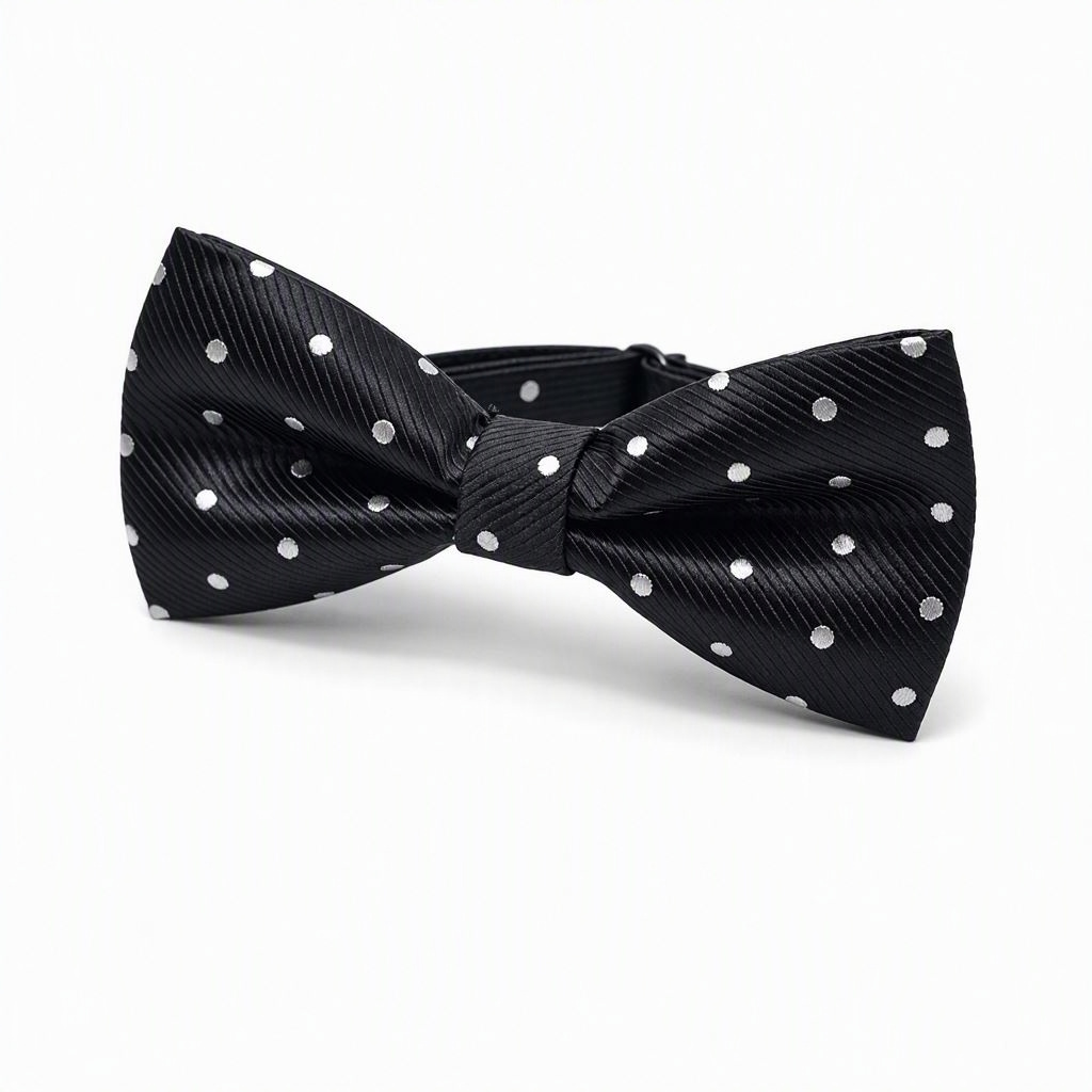 Nœud papillon microfibre façon daim à pois — Noir