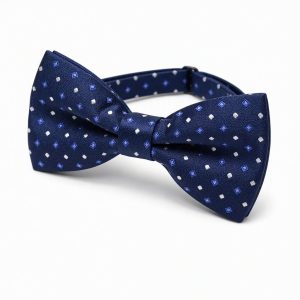 Nœud papillon microfibre façon daim à pois et médaillons — Bleu marine