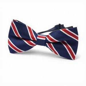 Nœud papillon microfibre façon daim rayé — Bleu marine, blanc et rouge