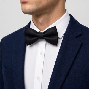 Nœud papillon microfibre façon daim texturé — Noir uni