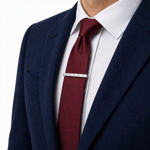 Pince à cravate argentée — Segments polis et satinés